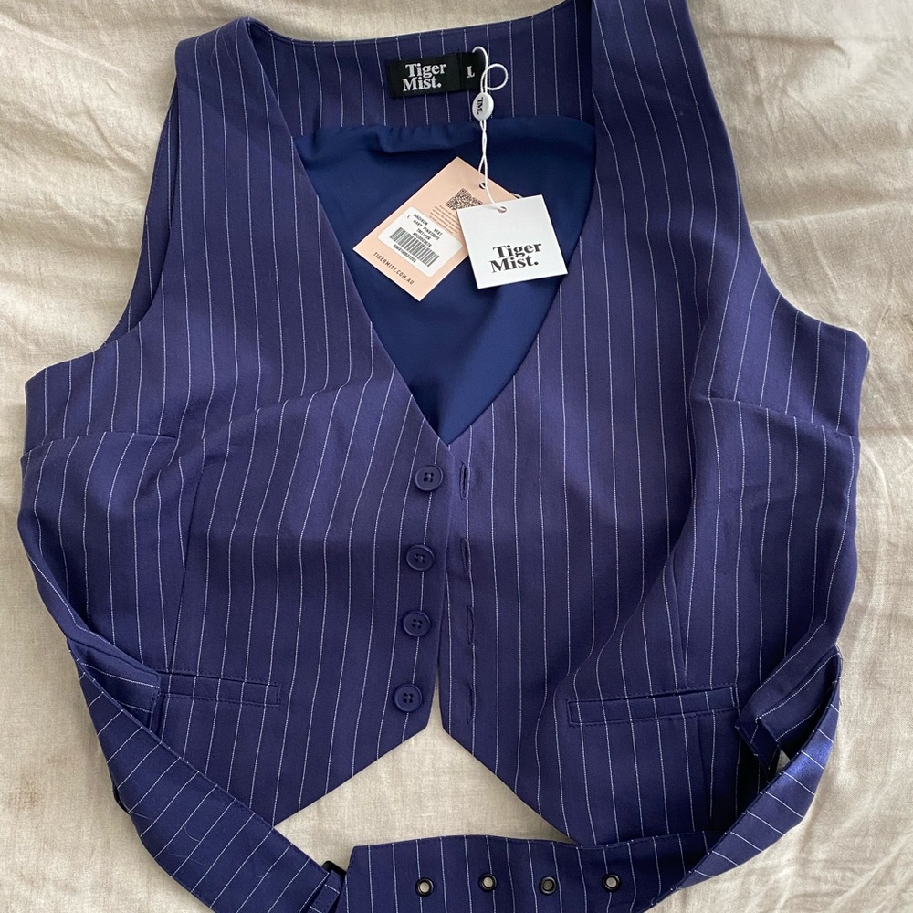 Tiger Mist blue corset vest NWT